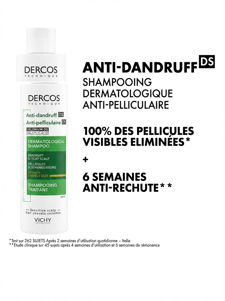 DERCOS SHAMPOOING ANTI-PELLICULAIRE DS CHEVEUX SECS 200 ML
