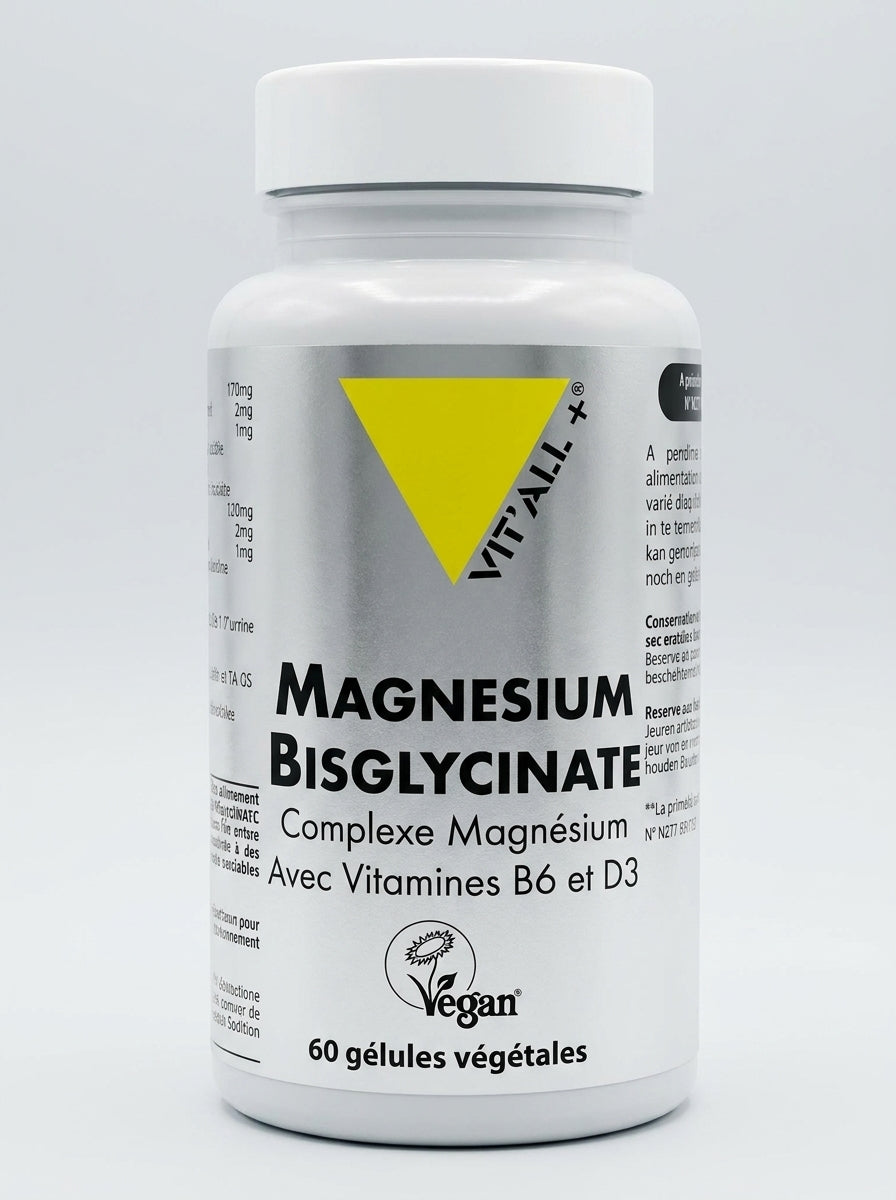VIT’ALL+ MAGNÉSIUM BISGLYCINATE VITAMINE B6 ET D3 - 60 GÉLULES