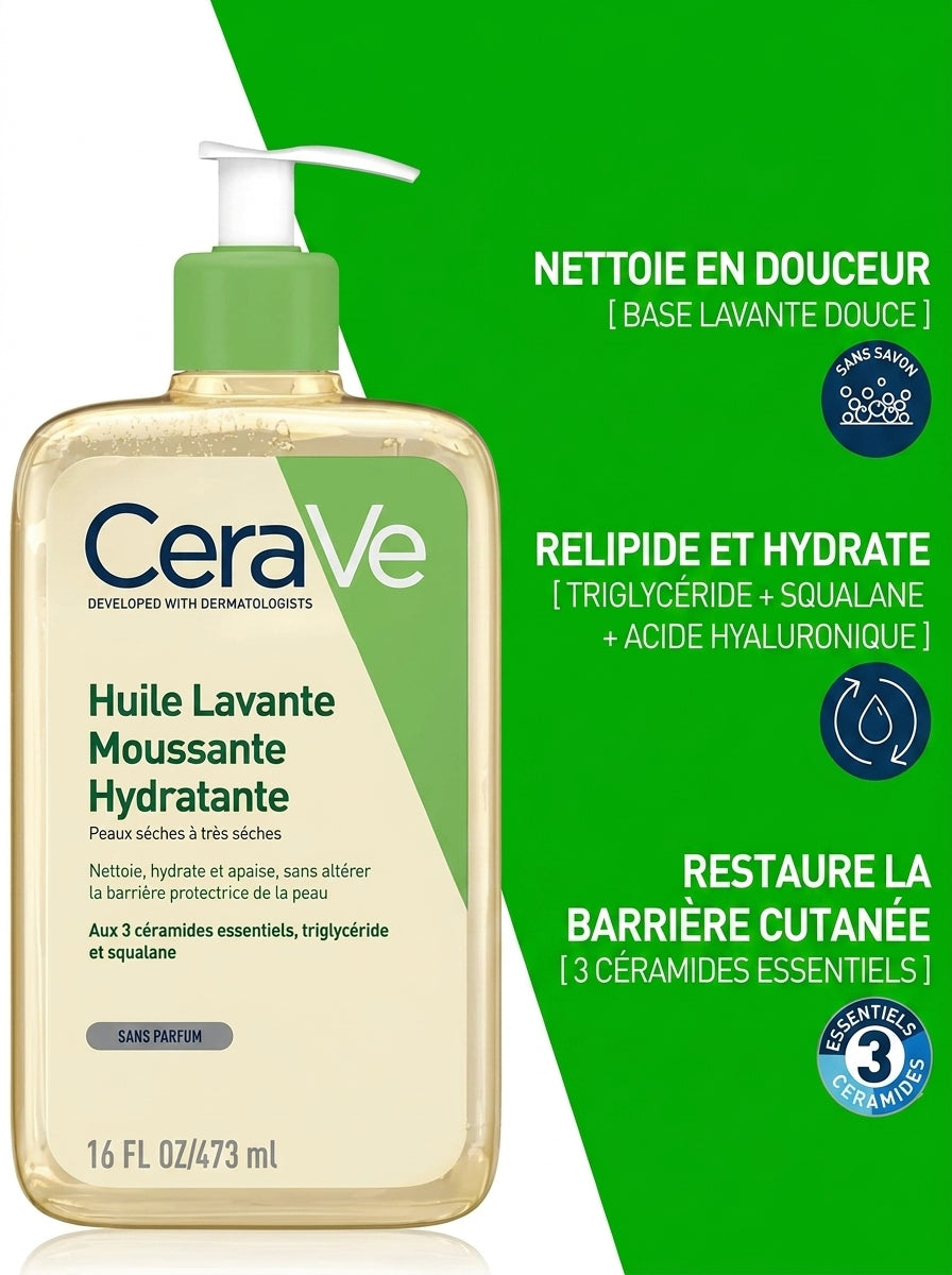 CERAVE HUILE LAVANTE MOUSSANTE HYDRATANTE - 473 ML