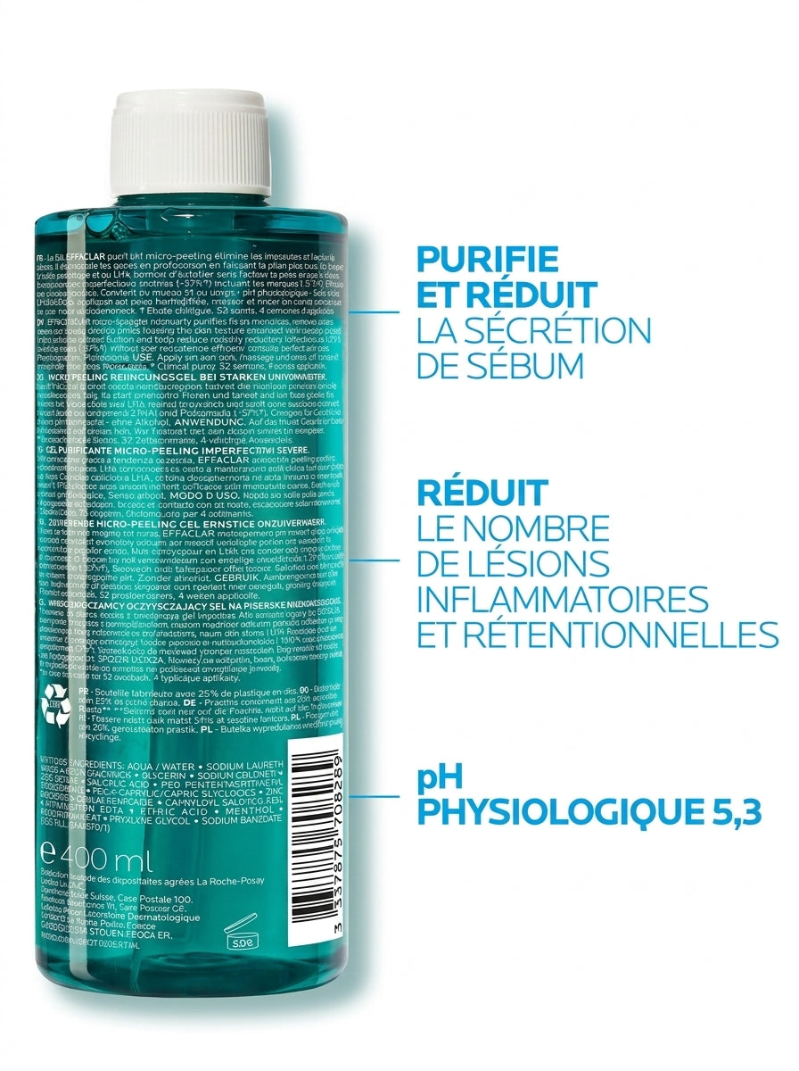 LA ROCHE-POSAY EFFACLAR GEL MICRO-PEELING PURIFIANT - 400 ML